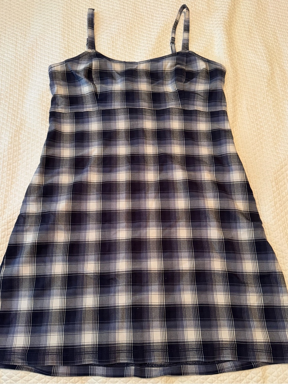 Hollister Navy & White Plaid Spaghetti-Strap Mini Dress